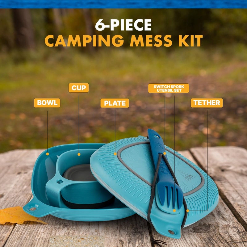 UCO 6-Piece Camping, Backpacking, Outdoor Kitchen Gear Mess Kit with Bowl, Plate, Camp Cup, and Switch Spork Utensil Set - Image 2